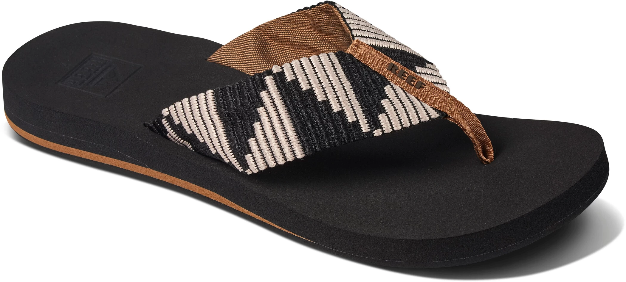 Reef Spring Woven Teenslippers Dames, Zwart/beige